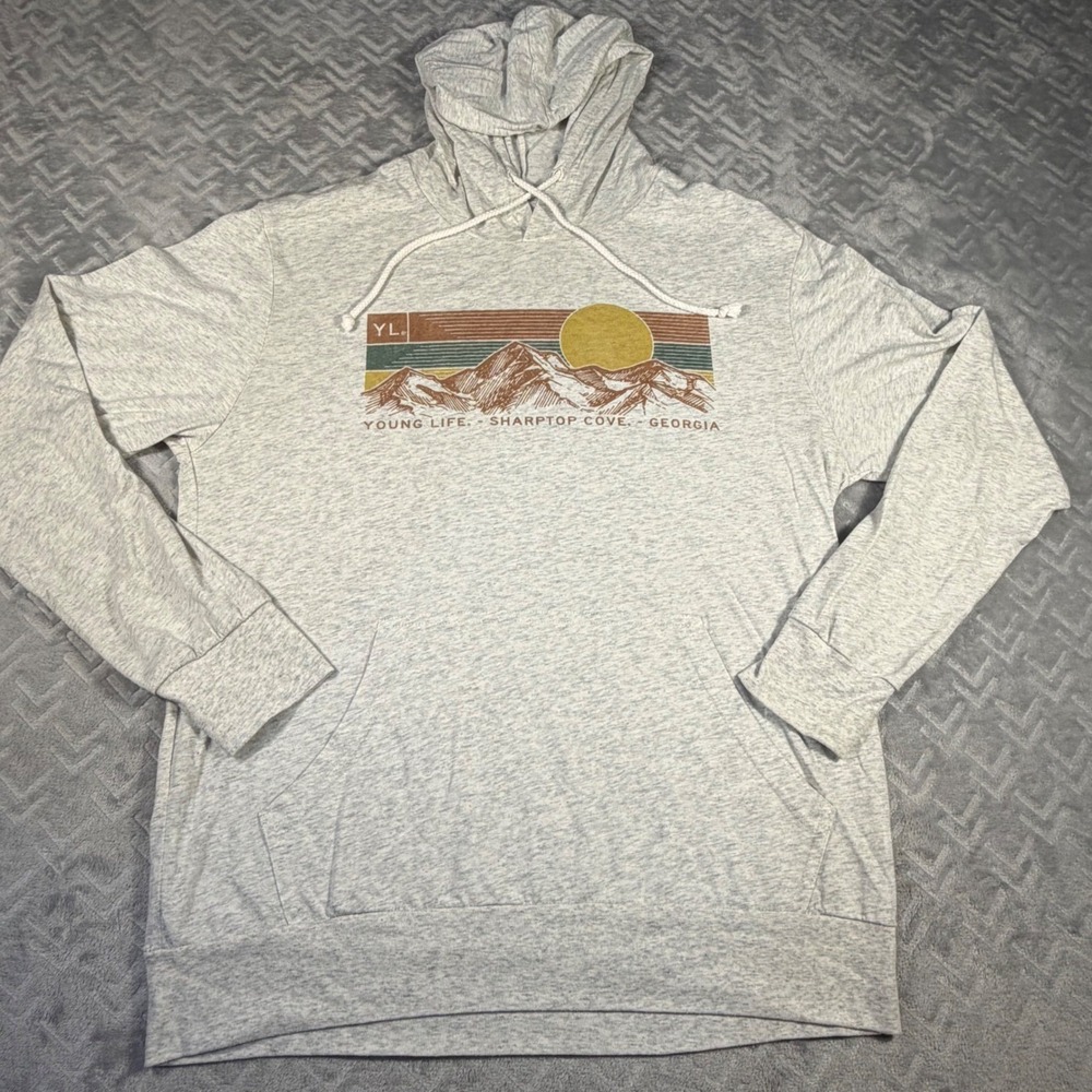 Blue 84 Hoodie Women Medium Gray Young Life Sharptop Cove Georgia Graphic